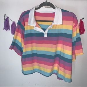 Pastel Rainbow Cropped Polo